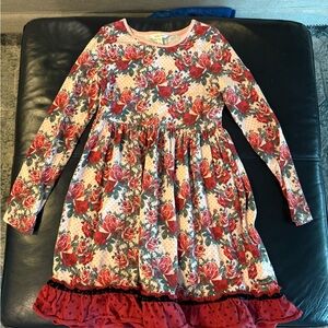 Matilda Jane Christmas Dress with Red and Pink Accents - Size 14